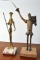 Pair of Vintage Brass Don Quixote Figurines on Marble Plinths