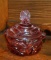 Fenton Cranberry Butterfly Finial Candy Dish