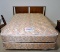 Fine Walnut Mid-Century Modern Queen Size Bed w/ Good Sealy Posturepedic Crown Jewel Mattress / Spri