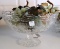 Lot of Carved Alabaster, Onyx and Hardstone Fruit in Pressed Glass Bowl