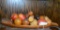 Lot of Carved Brazilian Hardwood Fruit and Fruit Boat Bowl