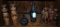 Lot of Andean Carved Wood Figurines, Candle Holders & Black Glass Bottles Collectibles
