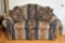 Navy & Ivory Floral Camelback Loveseat by Welchel Furniture