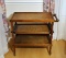 Vintage Andean Hardwood Rolling Tea Cart with Carved Andean Scenes, Removable Center Tray