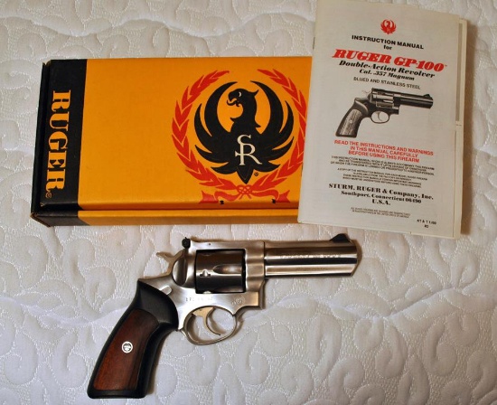 Sturm Ruger GP100 .357 Magnum 6-Shot Double Act. Revolver, Adj. Sights, 4 “ Barrel, Stainless Steel