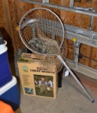 Fishing Lot: Chest Waders, Net, Camo Folding Stool