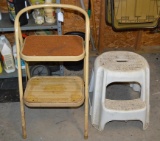 Folding Two Step Ladder & Plastic Step