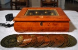 Mr. Christmas Bell Symphonium Music Box, Burled Wood, 10 Christmas Song Discs