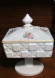 Vintage Westmoreland Glass Milk Glass Candy Dish w/ Charlton Hand Painted Flowers