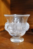 Lalique Frosted Crystal “Dampierre” Birds & Vines Vase, 5 Inches H