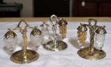 Lot of 3 Pairs of Vintage Silver Plate & Crystal Salt & Pepper Shkr: Two Grape Bunch, One Strawberry