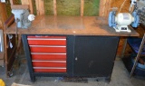 Craftsman Toolbox and Project Table w/ Large Vise & Cummins 6” Bench Grinder, Has Cabinet Key