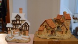 Lot of 2 David Winter Cottages; Brookside Hamlet and Ebenezer Scrooge's Counting House