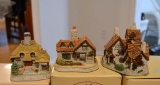 Lot of 3 David Winter Cottages; Green Dragon Pub, Glebe Cottage, and The Tannery