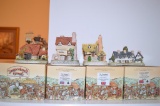 Lot of 4 David Winter Cottages; Harvest Barn, Wine Merchant, Chandlery, and Craftsmens Cottages