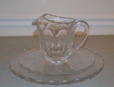 Lot of 3 Fostoria Glass Items: Coin Pitcher & Two Century Trays