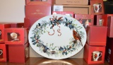 Set of Lenox Winter Greetings Christmas Dishes & Glasses w/ Original Boxes As Shown, Shower Curtain