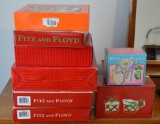 Lot of Eight Fitz & Floyd Dish Items w/ Original Boxes As Shown