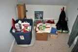 Lot of Christmas Decorations, Linens, Wrappings, Etc.