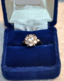 Ladies Sterling Silver Size 6.5 Ring with Glass Stones