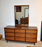 Fine Walnut Mid-Century Modern Dresser w/ Mirror by Broyhill, Laminate Top Surface