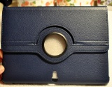 Unused New Blue Leather iPad Case tT800 w/ Screen Protectors