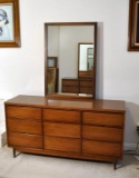 Fine Walnut Mid-Century Modern Dresser w/ Mirror by Broyhill, Laminate Top Surface