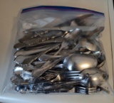 Miscellaneous Flatware Pieces, Stainless or Silver Plate, Over 60 Pieces