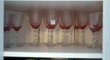 Set of Vintage Fostoria Pink Bouquet Goblets, 8 Water, 8 Wine