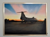 AB Parsons, Fighter Jet,  Acrylic on Canvas, Framed, 17 x 23 inches Sight Measurement