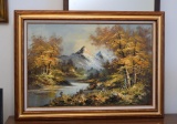 G Whitman, Mountain and Brook, Oil on Canvas, Framed, 24 x 35.5 Sight Measurement