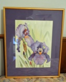 Joyce Johnson Hawkins, Iris Flowers, 1994, Watercolor on Paper, Framed, 14 x 10. 5 Inches Sight Meas