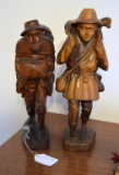 Pair of Large Andean Carved Wood Shepherd Figurines, 16 Inches H