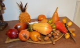 Lot of Brazilian Carved Wood Fruits and Fruit Bowl