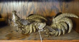 Pair of Brass Gamecocks Figurines, 10 Inches L