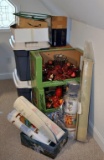 Lot of Christmas Decorations, Linens, Wrappings, Etc.