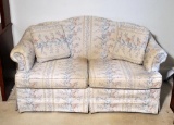 Ivory & Blue Camelback Loveseat