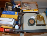Lot of Office Supplies, Etc: Envelopes, Paper Cutter, Clock, Coasters, Pens & Markers, Calculators