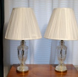 Pair of Contemporary Crystal Table Lamps, 21 Inches H