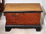 Antique Walnut Top Heart Pine Chest, Old Red Paint, Dovetailed Construction, w/Key