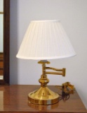 Contemporary Brass Swing Arm Table Lamp, 16 Inches H