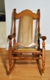 Fine Brazilian Hardwood Rocker with Caned Seat & Back