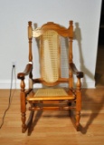 Fine Brazilian Hardwood Rocker with Caned Seat & Back