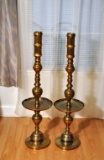 Pair of Vintage Brass Tall Candle Holders, 41 inches H