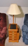 Combination End Table w/ Storage, Floor Lamp, & Magazine Rack
