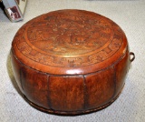 Vintage Andean Tooled Leather Hassock Ottoman