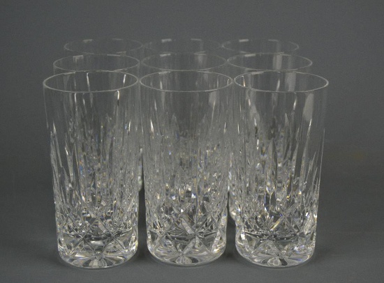Set of 9 Waterford Crystal “Lismore” Flat Tumblers