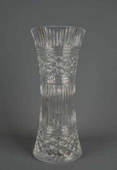 1988 Hand Signed Waterford Crystal Flower Vase w/ Master Cutter's (Colm O'Connell) Cert. of Authent.
