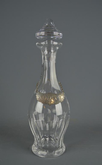 Waterford Crystal Decanter w/ Steiff Pewter Vodka Tag