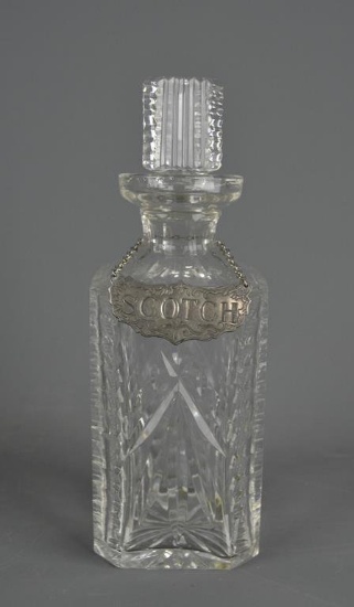 Fine Crystal Decanter with Steiff Pewter Scotch Tag